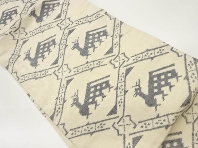 手織り紬有栖川模様織出し名古屋帯